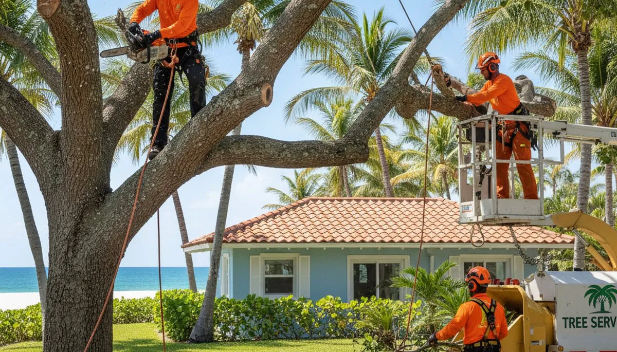 Tree service crew trimming tree in Staten Island, NY