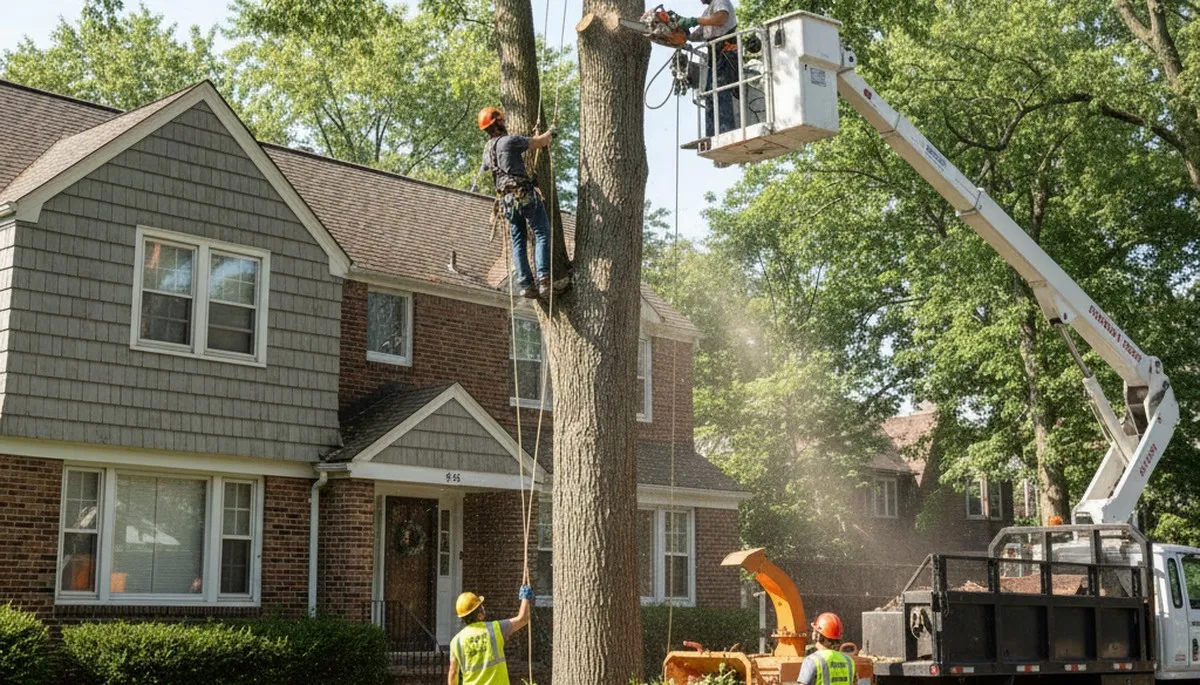 Tree service crew trimming trees in Staten Island, NY