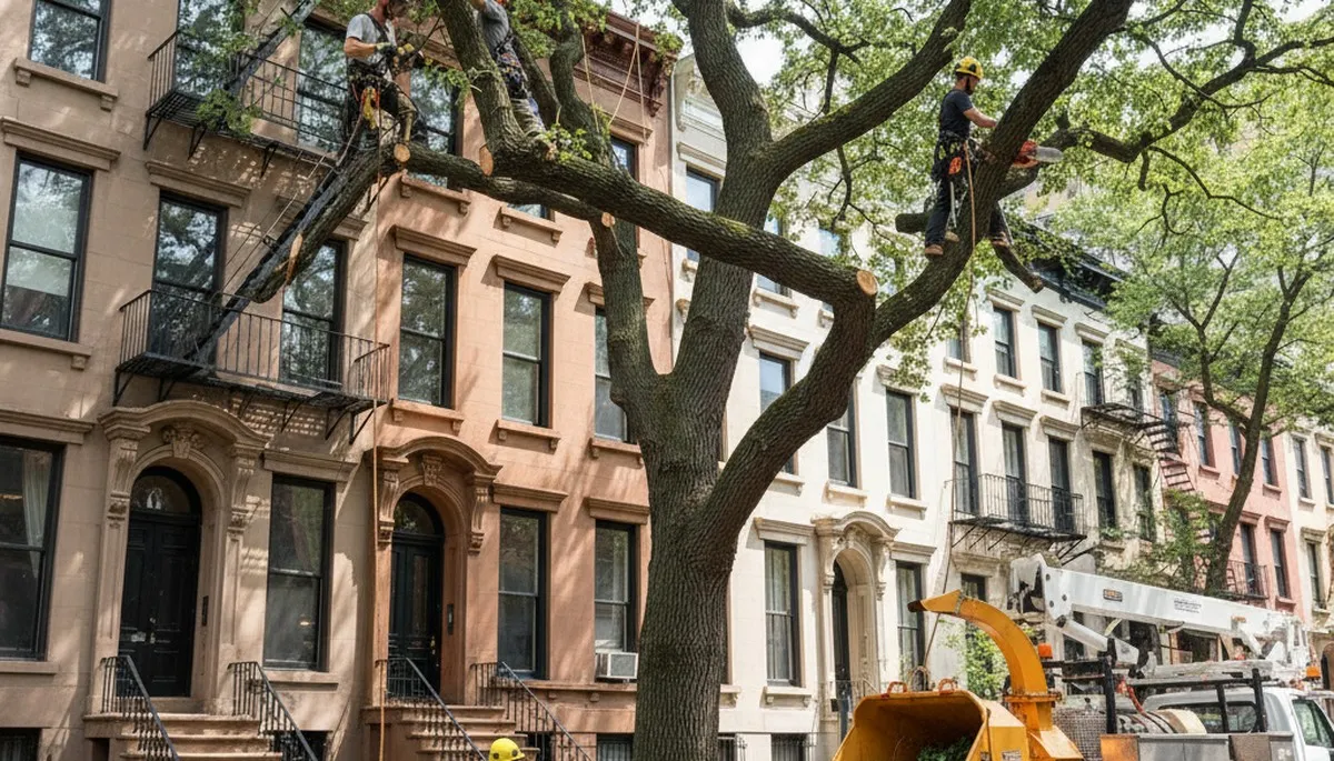 Tree service crew in Staten Island, NY providing professional tree removal and trimming work