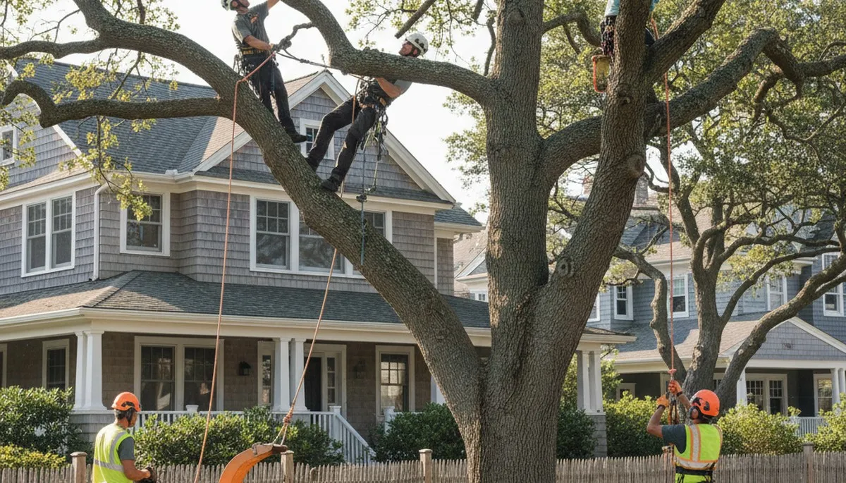 Tree service crew in Staten Island, NY performing professional tree trimming and removal work