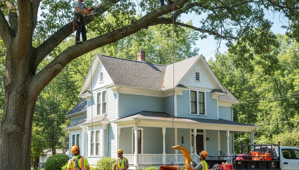 Tree service crew pruning a tree in Staten Island, NY for safe, professional property care